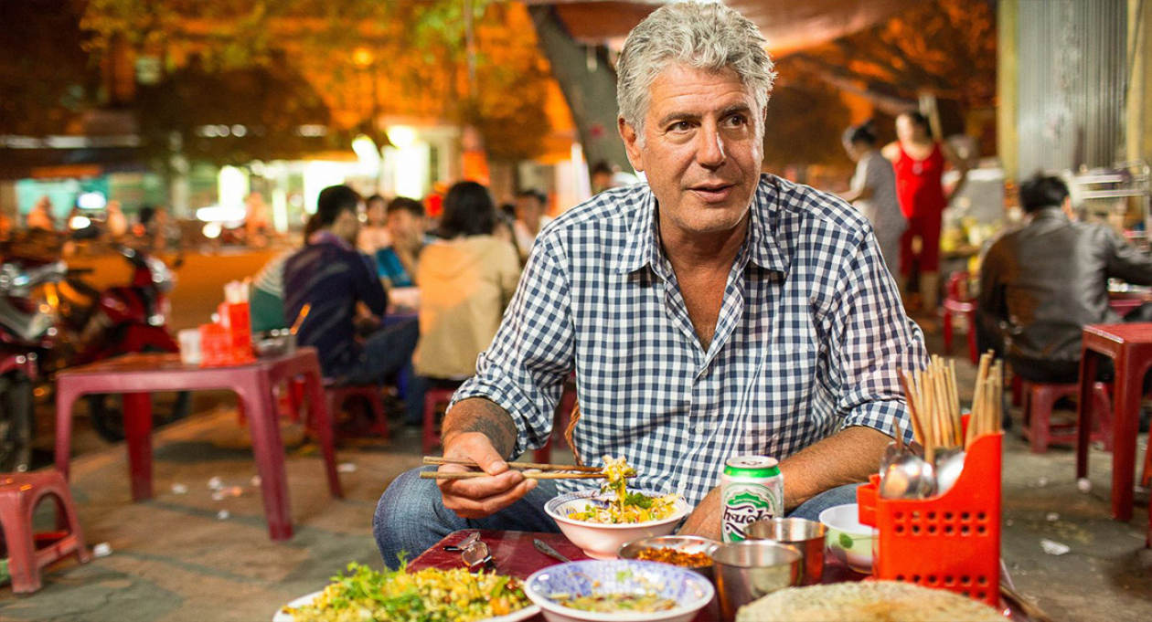 Anthony Bourdain is trying street food at one of his favorite food spots in Vietnam
