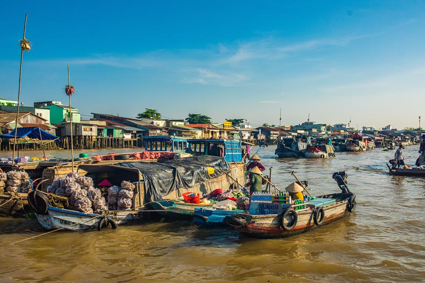 A floating market in Mekong delta