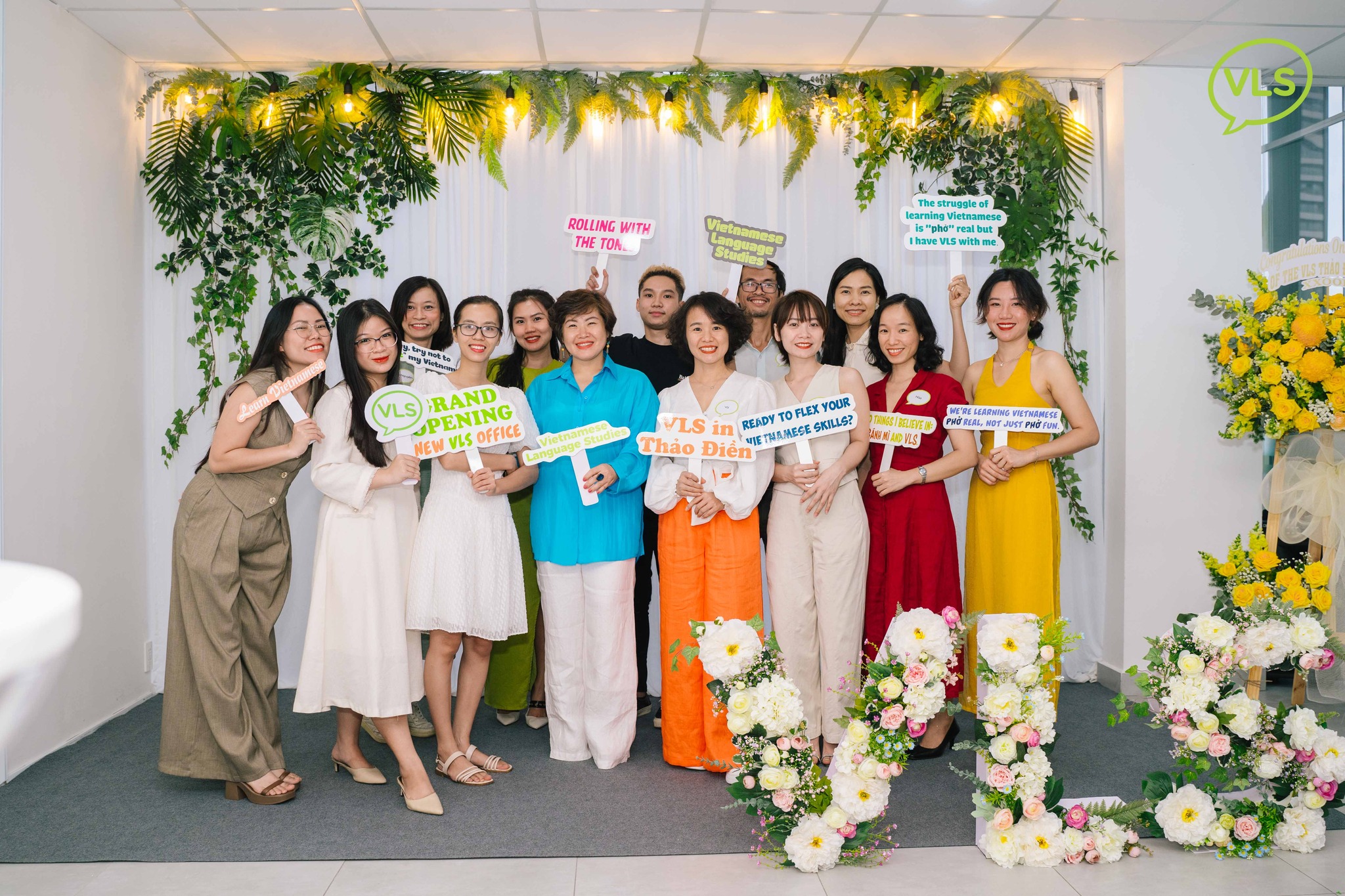 learn Vietnamese in Thao Dien VLS staff and teachers at the grand opening of VLS Thao Dien. Let's learn Vietnamese in Thao Dien