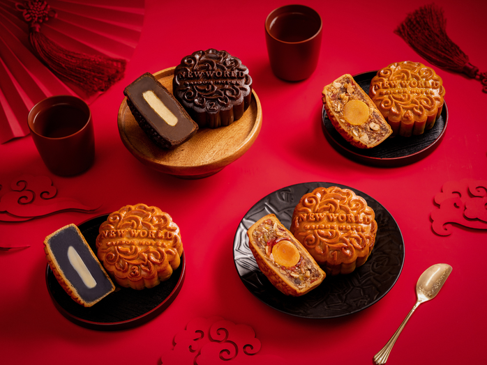 Assorted Vietnamese mooncakes with various fillings