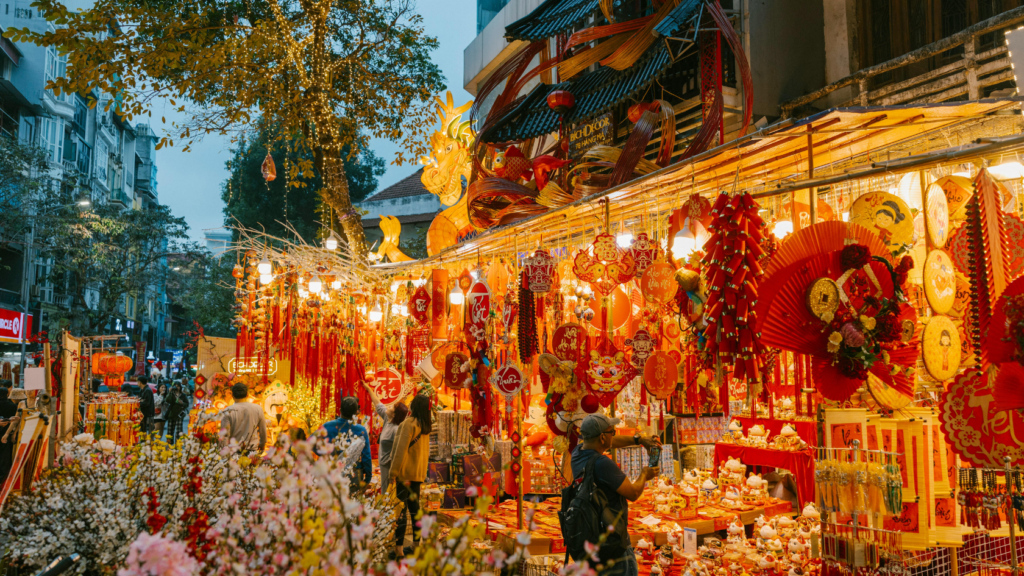 the markets set up for the Vietnamese Lunar New Year